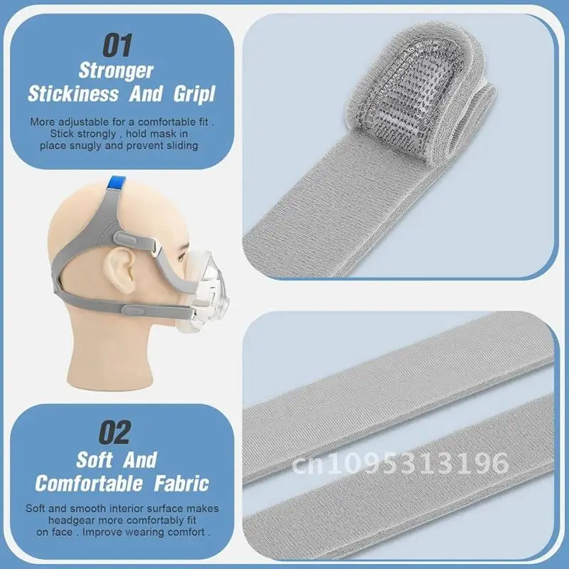 3 шт. Головные уборы CPAP Air Fit N20, 3 упаковки, сменные головные уборы, серые аксессуары CPAP, ремни для переработанной полнолицевой маски
