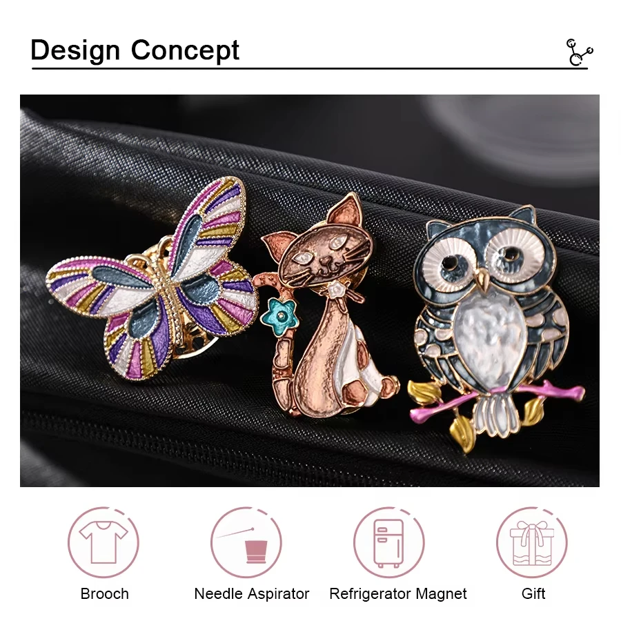 Cartoon Alloy Magnetic Brooch Animal Needle Suction Device DIY Knitting Magnetic Accessories Embroidery Needle Magnet Brooch