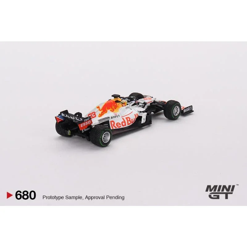 Minigt 680 1:64 f1 rb16b branco diecast diorama modelo de carro coleção carros em miniatura brinquedos