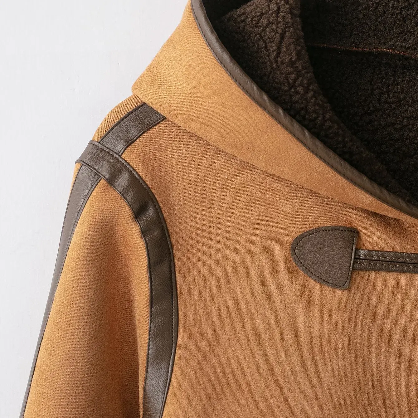 JNLEAOG Damen Thiened Wildleder Lammfellmantel Herbst Neuer Sle geknöpftes Leder und Pelz Inteated Street Sle Ort Mantel