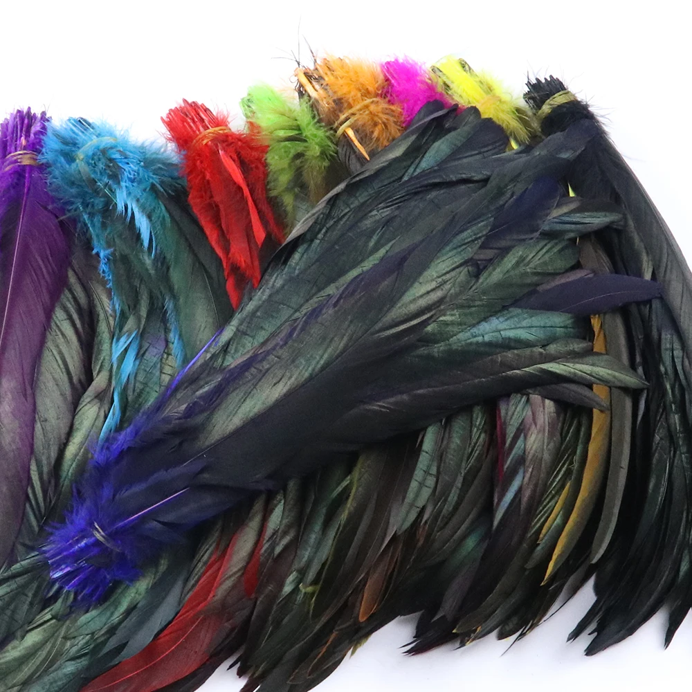 10Pieces Natural Rooster Feathers Decor 25-30CM Dyed Chicken Feather Novelty Crafts Parterials Jewelry Creation Plume Decoration