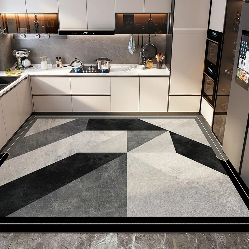 Advanced Decorate Kitchen Floor Mats Oil-proof Wash-free PVC Leather Wipeable Floor Mats Waterproof Balcony Mat Ковер Tapis 러그