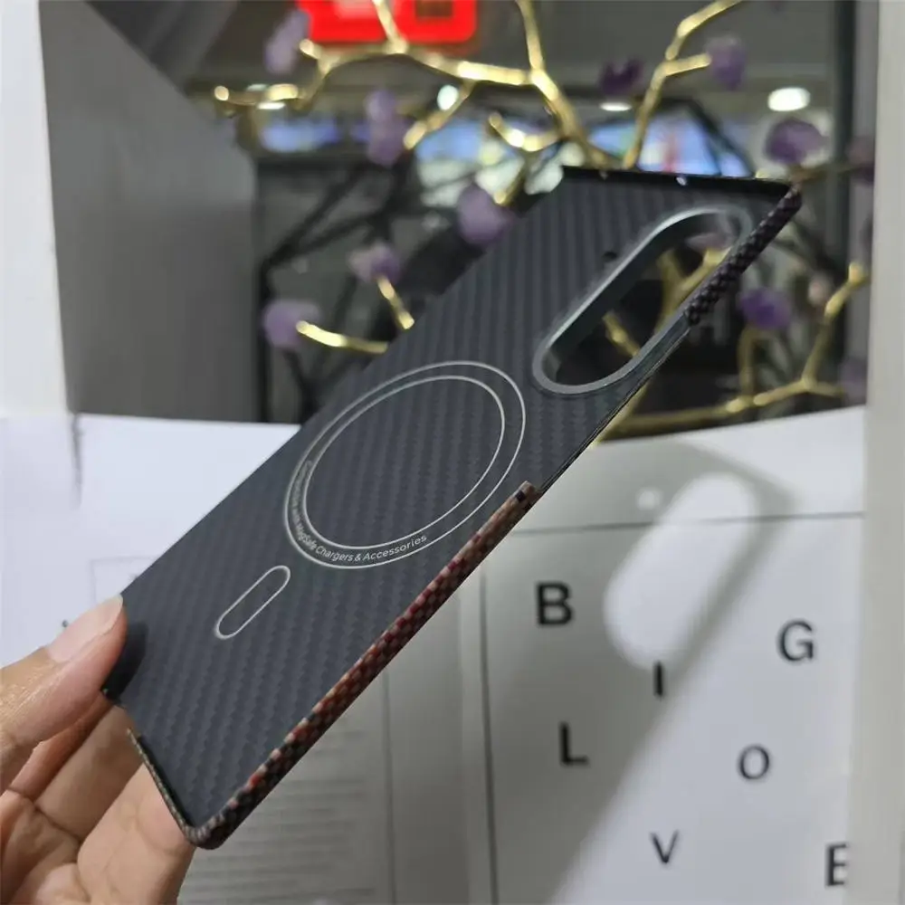 حافظة مغناطيسية من ألياف الكربون الأراميد الحقيقية لهاتف سامسونج جالاكسي Z Fold7 غطاء خلفي مقاوم للصدمات