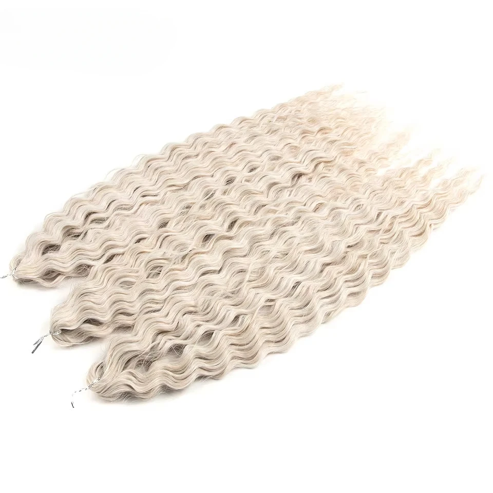 FREEDOM Ariel Curl Synthetisches Twist-Häkelhaar 22 Zoll Wasserwellen-Flechthaarverlängerungen Ombre Blond Regenbogen Buntes Haar – Detail 5