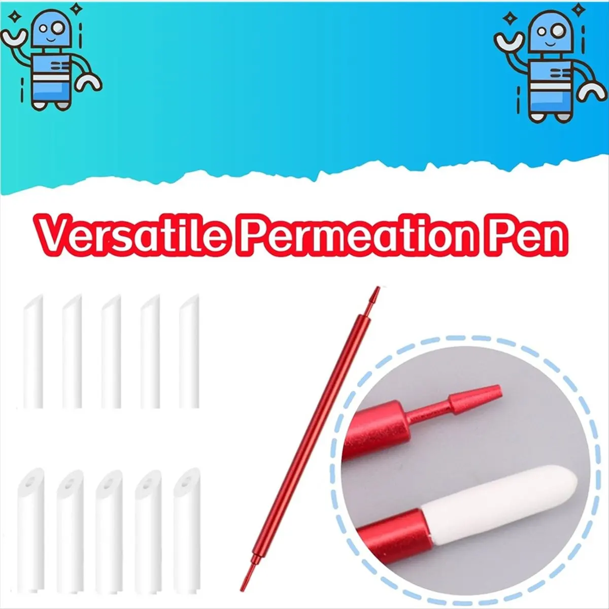 Budget-Friendly-1Pcs Metal Model Wiping Sticks Sturdy Seepage Line Oldening Wiper Pen Wiping Stick Tool with 10 Heads for Model