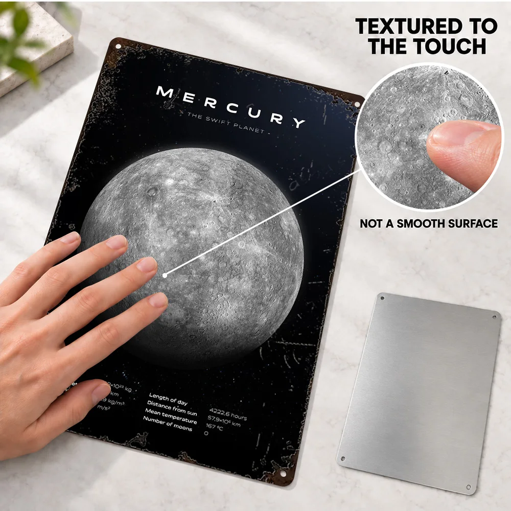 Mercury Textured Metal Poster Customized Aluminum Sign Scientific Diagram Wall Art For Science Classroom Astronomy Lover Gift