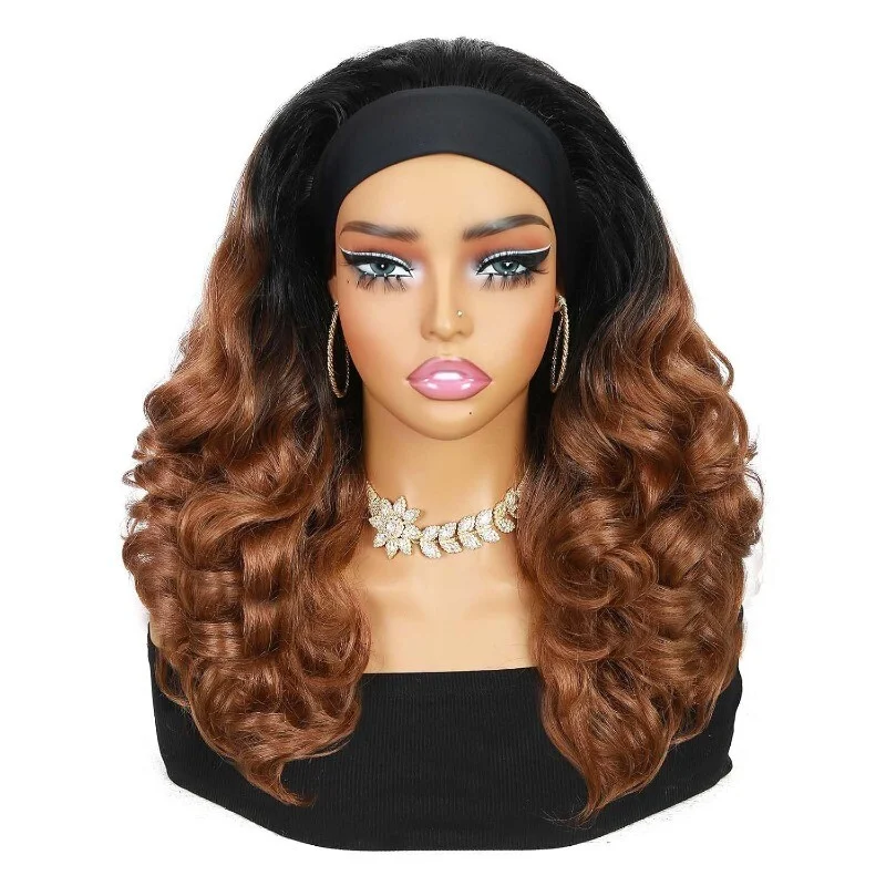 عصابة رأس نسائية طويلة مجعدة يومية نصف شعر مستعار