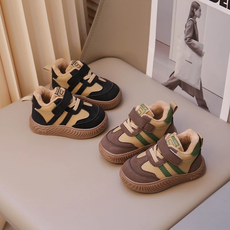 Scarpe da passeggio imbottite per bambini 0-6 anni Neonati maschi Scarpe da ragazza calde e addensate Scarpe invernali per cento antiscivolo in cotone per bambini