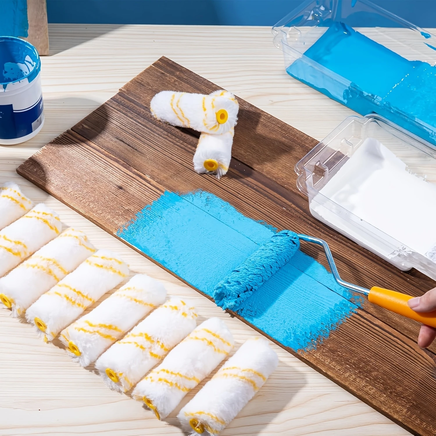 Mangas de rodillo de pintura profesionales de corte limpio, herramienta de cepillo para bordes de pintura altamente absorbente, multifuncional para pared de la habitación del hogar, 11/21 Uds.