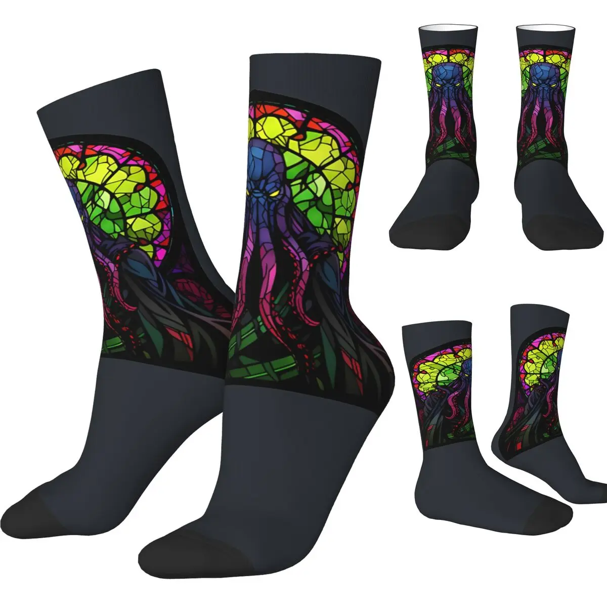 The Mindflayer Socks Stained Glass Novelty Stockings Women Men Soft Cycling Socks Winter Graphic Anti Sweat Socks