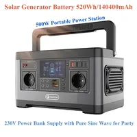 Solar Generator Battery 520Wh,140400mAh P63 500W Portable Power Station  230V Power Bank Supply with Pure Sine Wave for Party