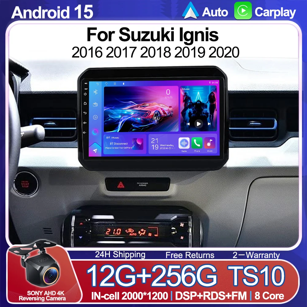 

Android 15 For Suzuki Ignis 2016 2017 2018 2019 2020 2K Incell Screen Multimedia Stereo Head Unit GPS Navigation WIFI 5G RDS DSP