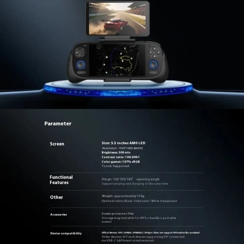 Retroid Pocket RP Dual Screen Back Clip Design Add-on Expand Screen for RP4Pro/RP Mini/RP MiniV2/RP5 5.5Inch AMOLED Touch Screen