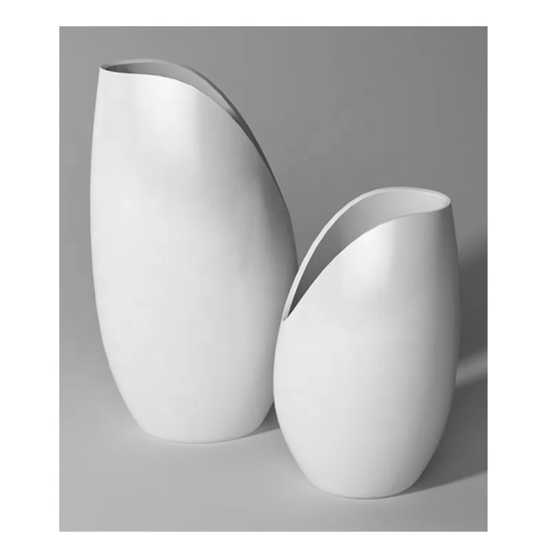 

High quality large fiberglass garden pots planters, decorative large white color modern flower vase