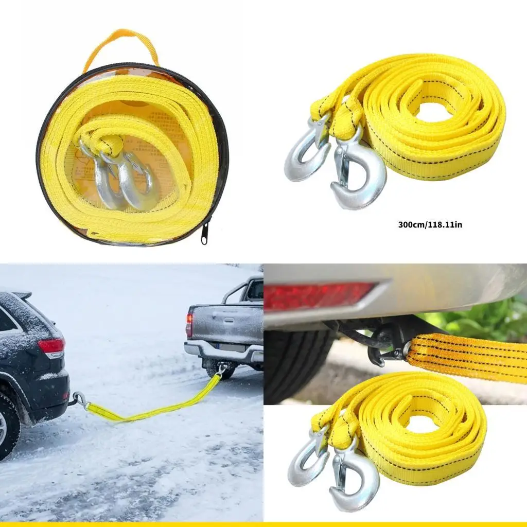 

SZCH High Visibility 300Cm Tow Rope With Quick Hooks Reliable Car Accessory for Trucks Boat Emergency