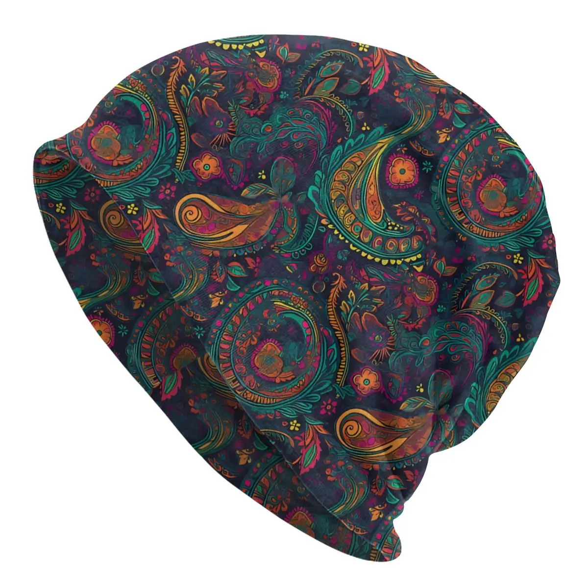 Neon Outdoor Beanie Caps Bohemian Paisley Skullies Beanies Ski Caps Soft Thin Bonnet Hats