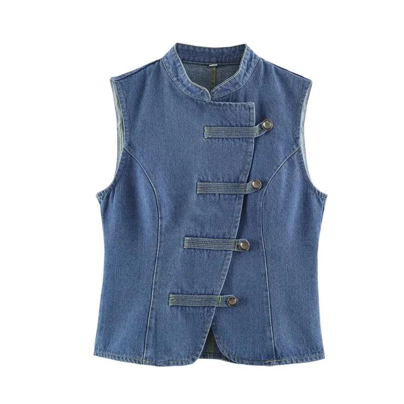 Womens 2026 Summer Sleeveless Slim Fit Button Decor Vest Minimalist Outfit Vacation Personal Jacket