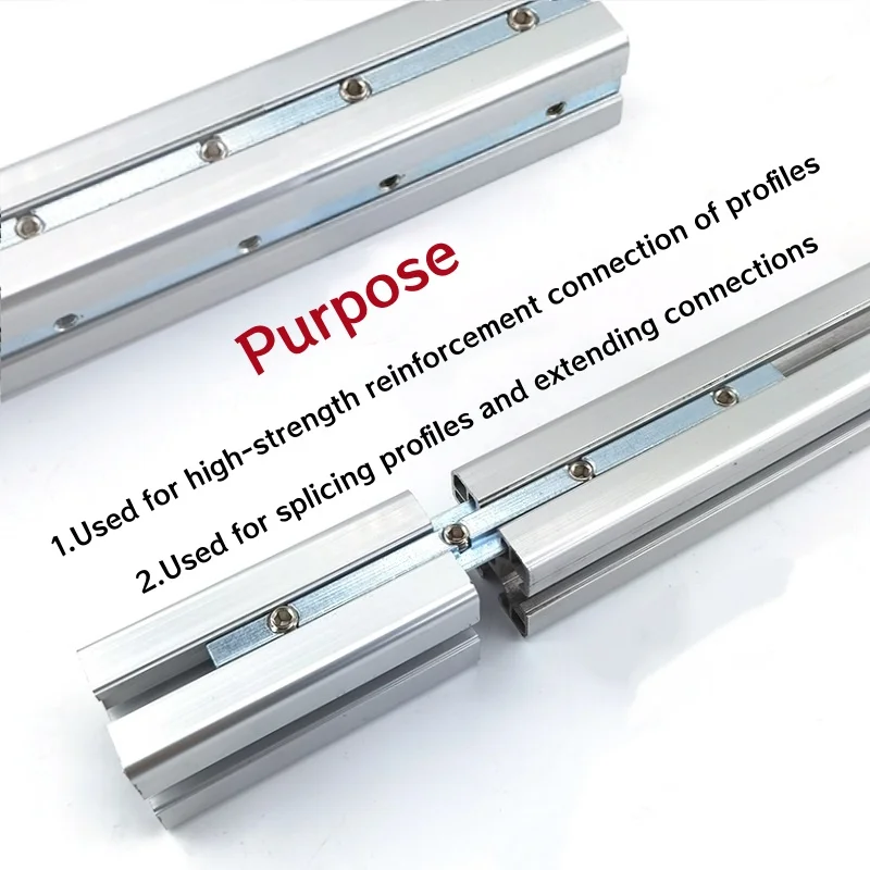 V-Slot T-Slot Joiner 2020 3030 4040 4545 Straight Joint Inside Connector Aluminium Profile Fittings Strip With Screws Profile view 6