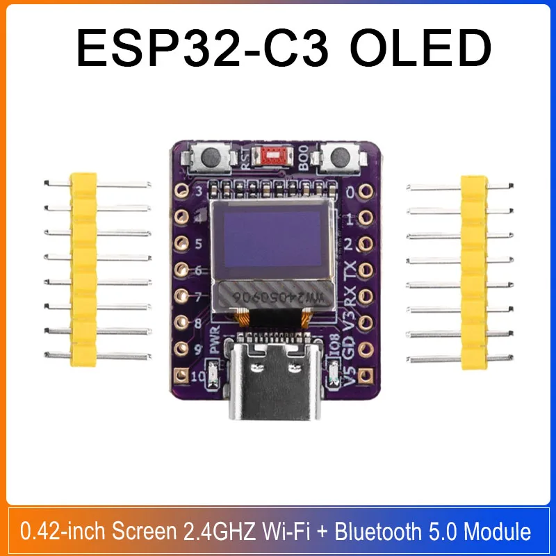 1/5PCS ESP32-C3 0.42-Inch OLED Development Board Bulit-in Ceramic Antenna 4MB Flash ESP32 supermini Module Type-C USB interface