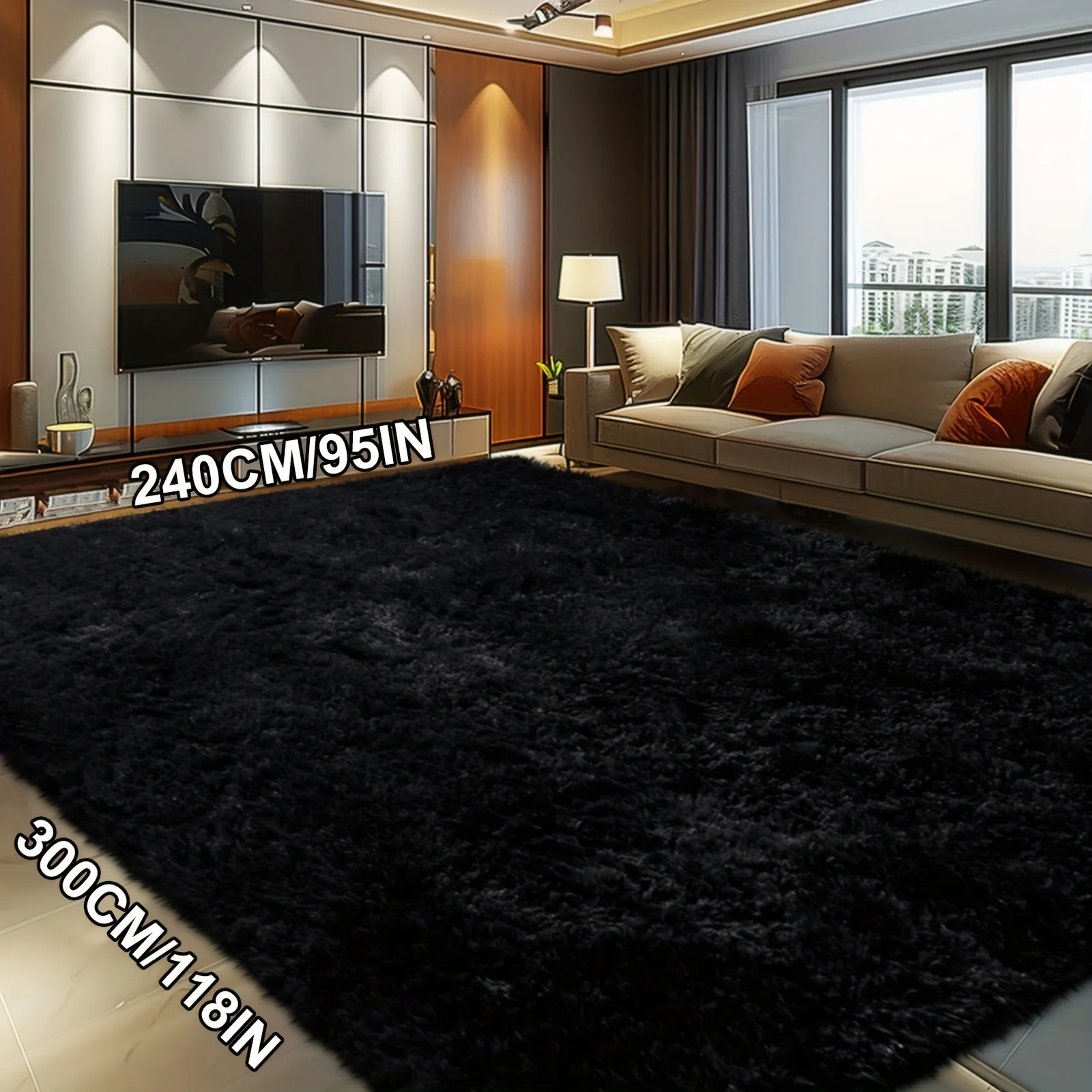 

Плюшевый ковер для гостиной VIKAMA — грязеотталкивающий, легко чистящийся, складной прикроватный коврик для спальни — модный напольный коврик для домашнего декора