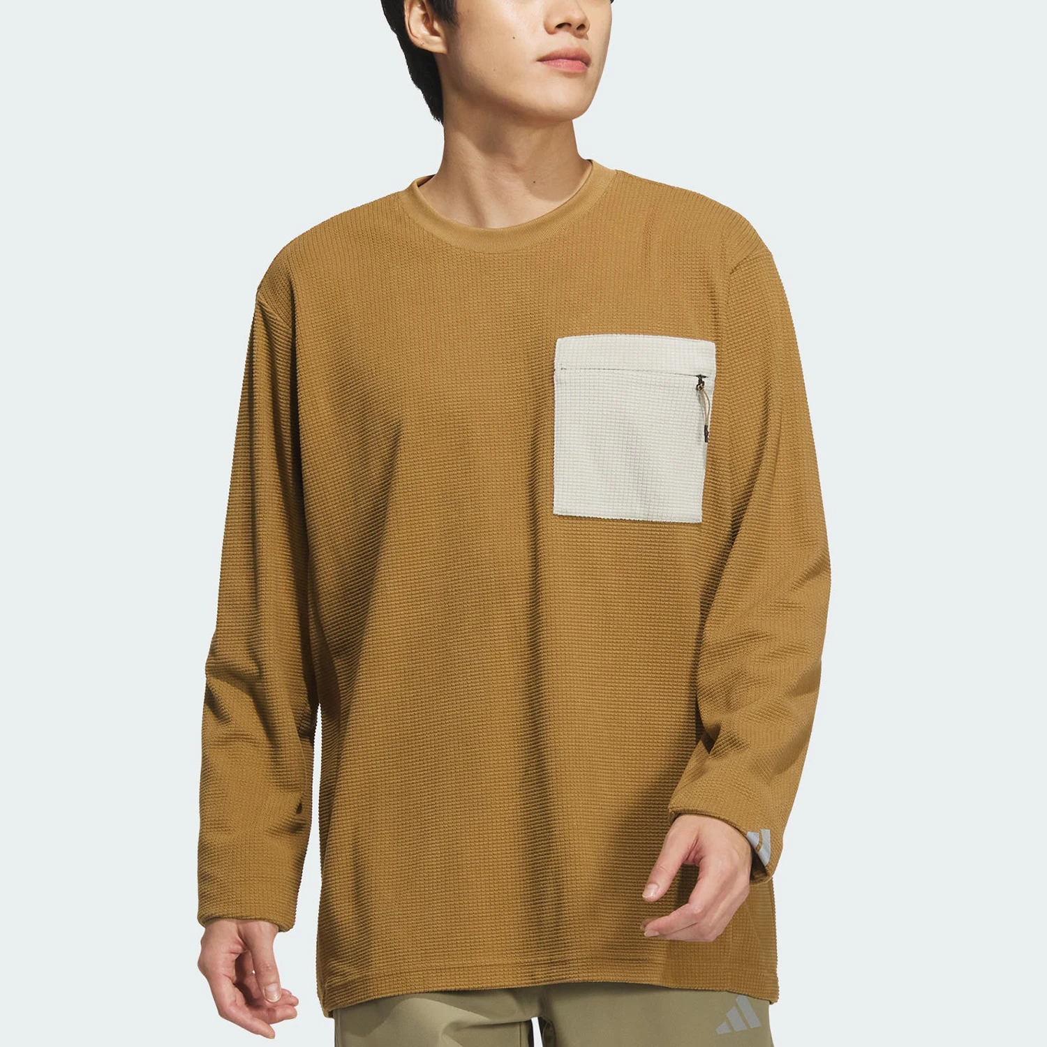 Adidas Authentic New Men's Retro Warm Round Neck Waffle T-shirt JX1786