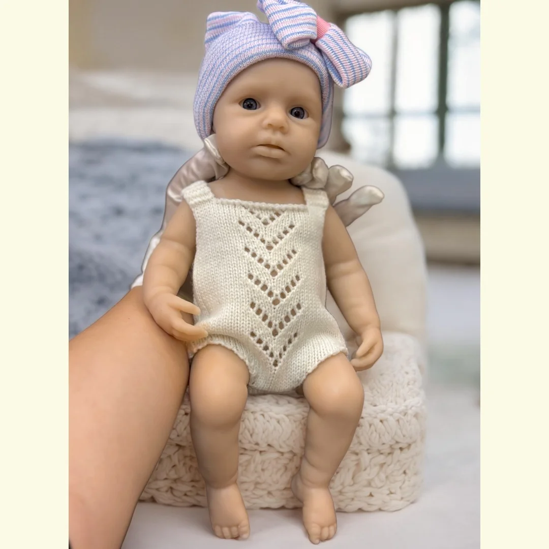 Bemalte und unbemalte offene Mund 13 Zoll solide Silikon Bebe Reborn Mädchen Puppe Soft Touch handgemachte Neugeborene Baby Mädchen perfekt als Geschenk