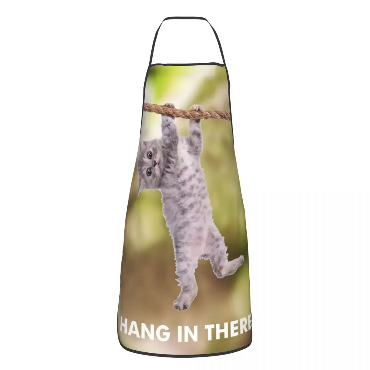 Custom Cat Hang In There Poster Apron for Women Men Unisex Bib Kitchen Cooking Tablier Cuisine Chef Baking