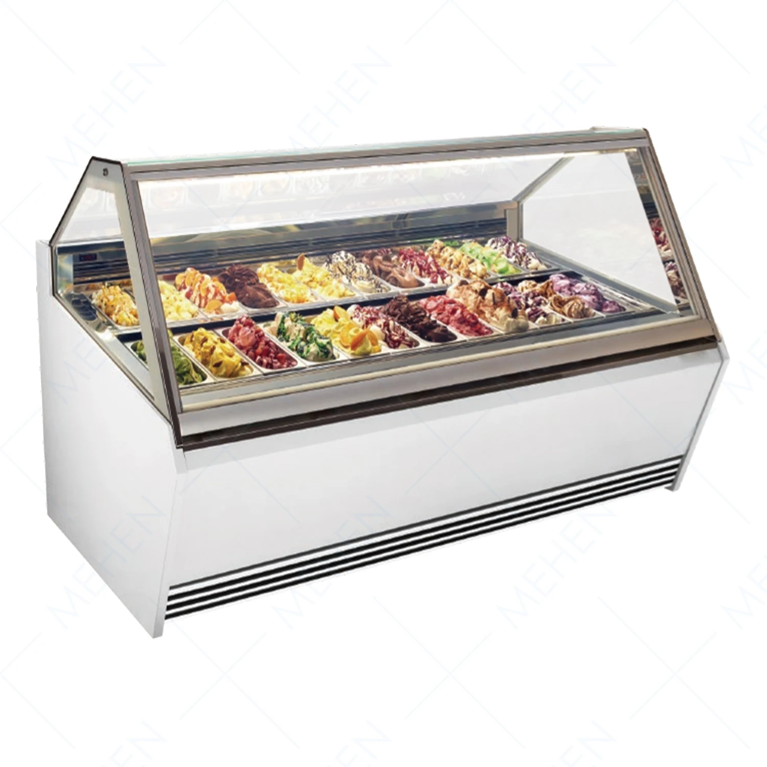 MEHEN Aurora MC16 Tray Commercial air Colling Ice Cream Display Freezer Italian Gelato showcase with Sliding Door