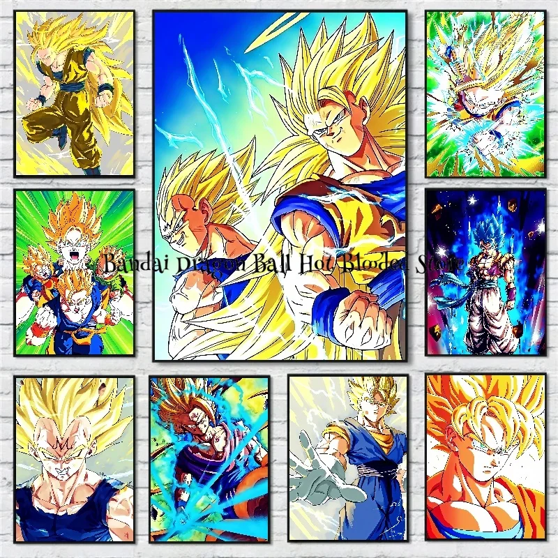 Hot-blooded Anime Japan Classic Dragon Ball Super Saiyan Goku Gohan Vegeta HD Poster Wall Living Room Home Decor Canvas Painting