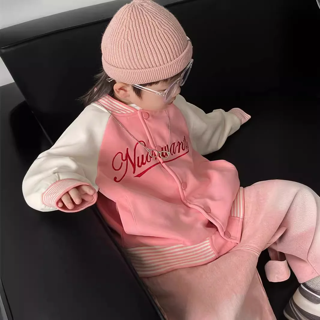 Chaqueta de béisbol coreana para niños y niñas, ropa informal con letras de retales de Color, novedad de otoño, 2024