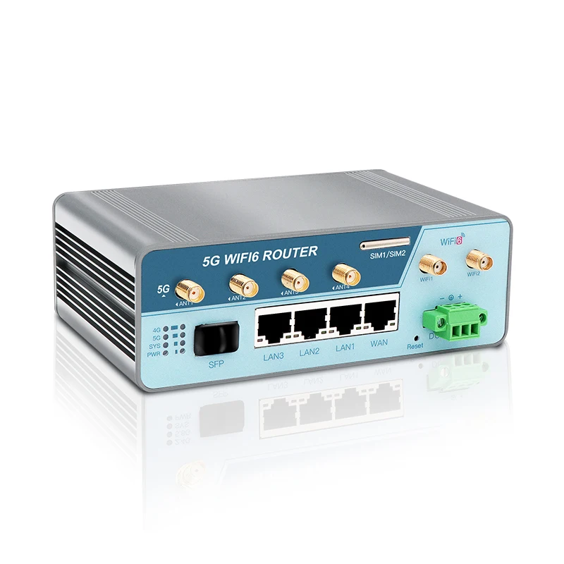 

SERIALLINK Industrial 5G WIFI6 Router With Dual Nano Card Slots 4X1000M LAN/WAN Ports 1xSFP Port DC12-55V Power in
