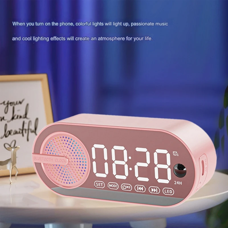 Nieuwe digitale wekker Bluetooth-luidspreker, draagbare luidspreker en FM-radio, kleine tafelklok met alarmen voor zware slapers