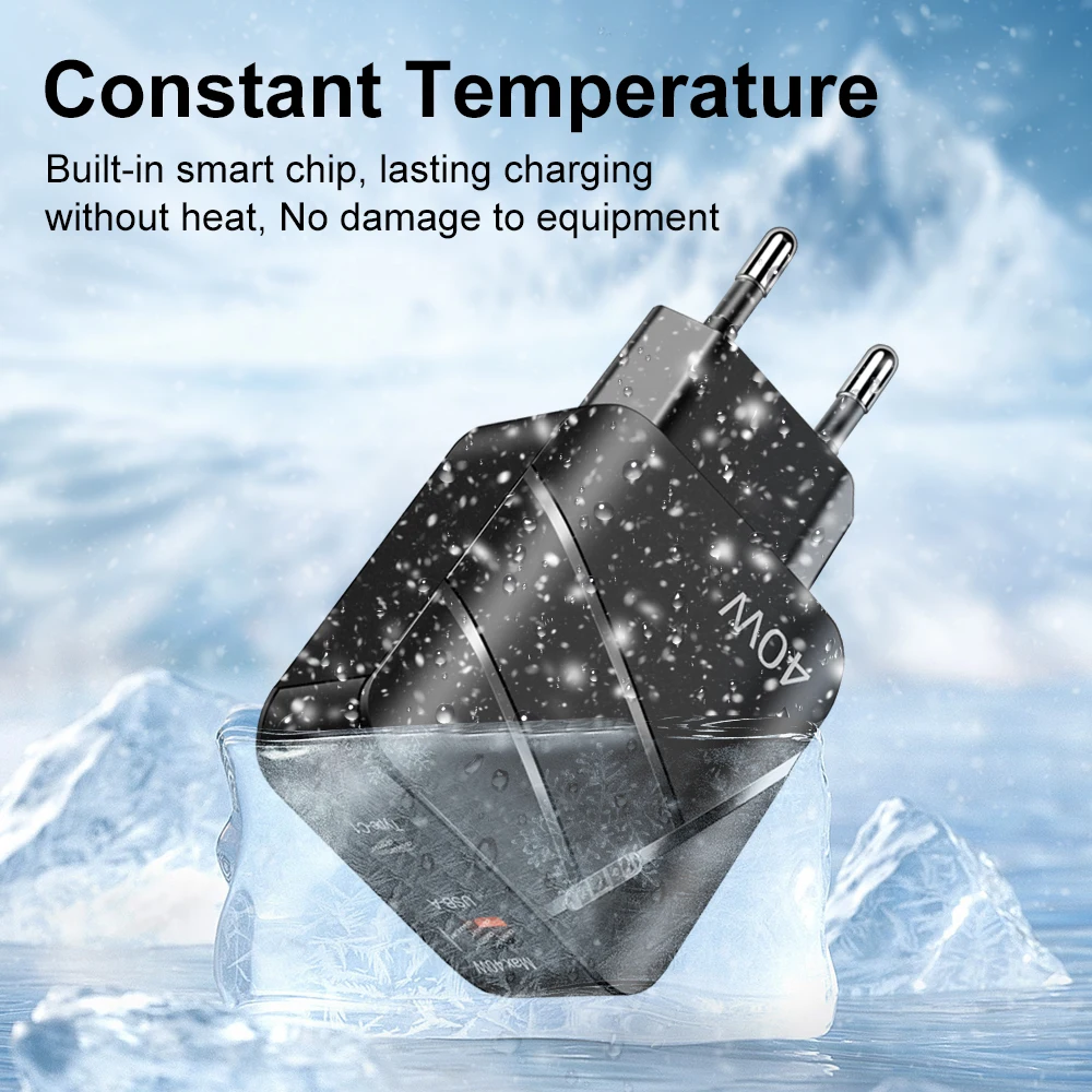 شاحن USB سريع الشحن 40 واط PD ، شاحن QC Wall ، لهاتف iPhone 14 13 ، هاتف USB ، شحن سريع