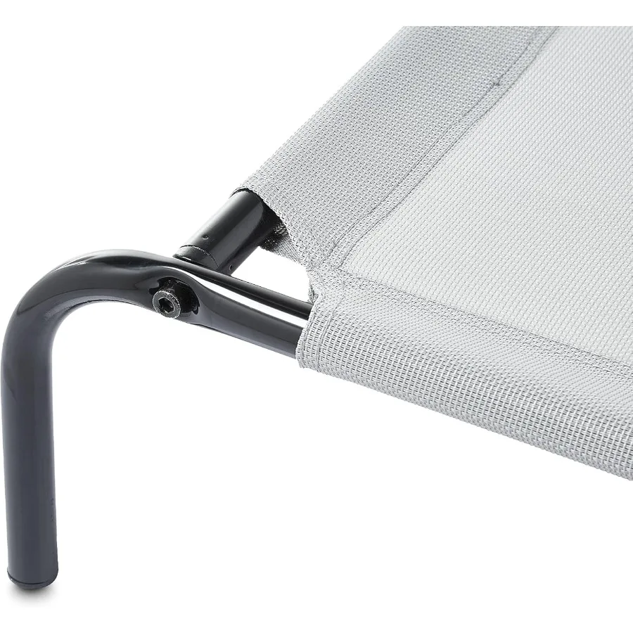 سرير كلب مرتفع قابل للتنفس مع إطار معدني للكلاب الكبيرة مقاس 51 × 31 × 8 بوصة رمادي مثالي للاستخدام الخارجي تعزيز Airflo