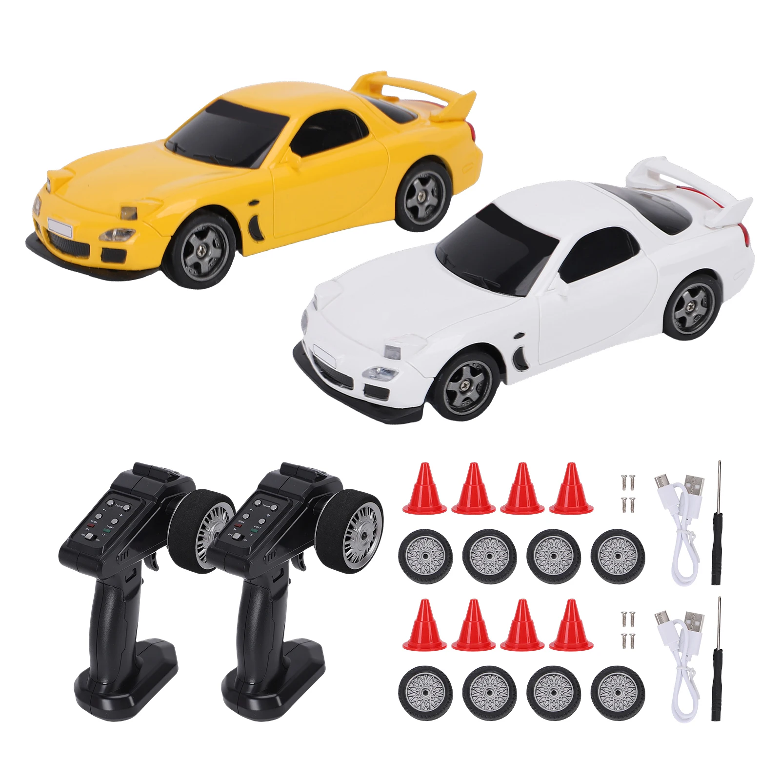 

Small Drift RC Car 25KM/H 2.4G Remote Control Car 1/43 Scale 4WD with LED Lights and 7 Ambient Lights for Kids