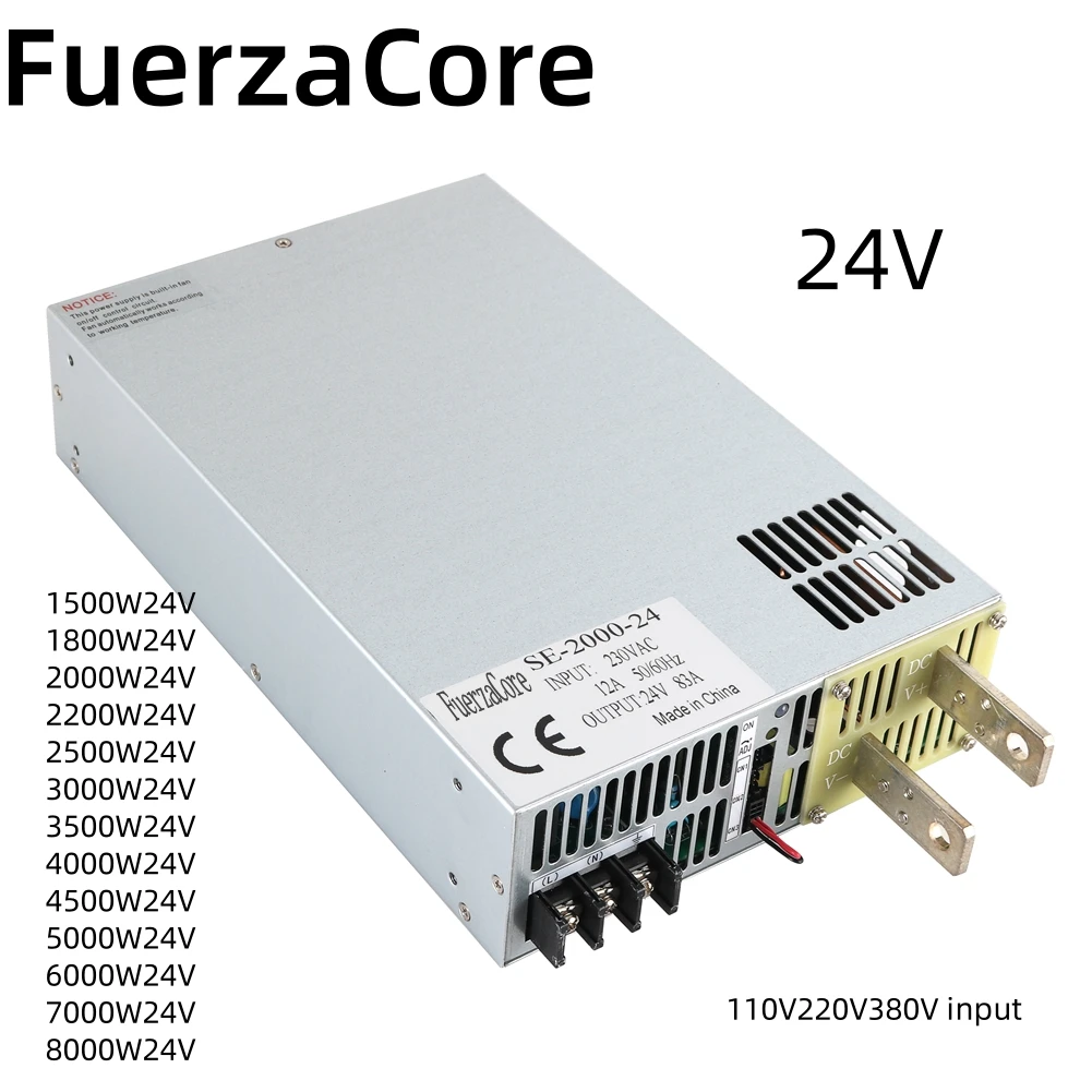 

24V Power 1500-8000W SMPS 0-24V Adjustable 0-5V Analog Signal PLC PMW Control OUTPUT 110\220\380VAC Motor Battery LED Solar24VDC
