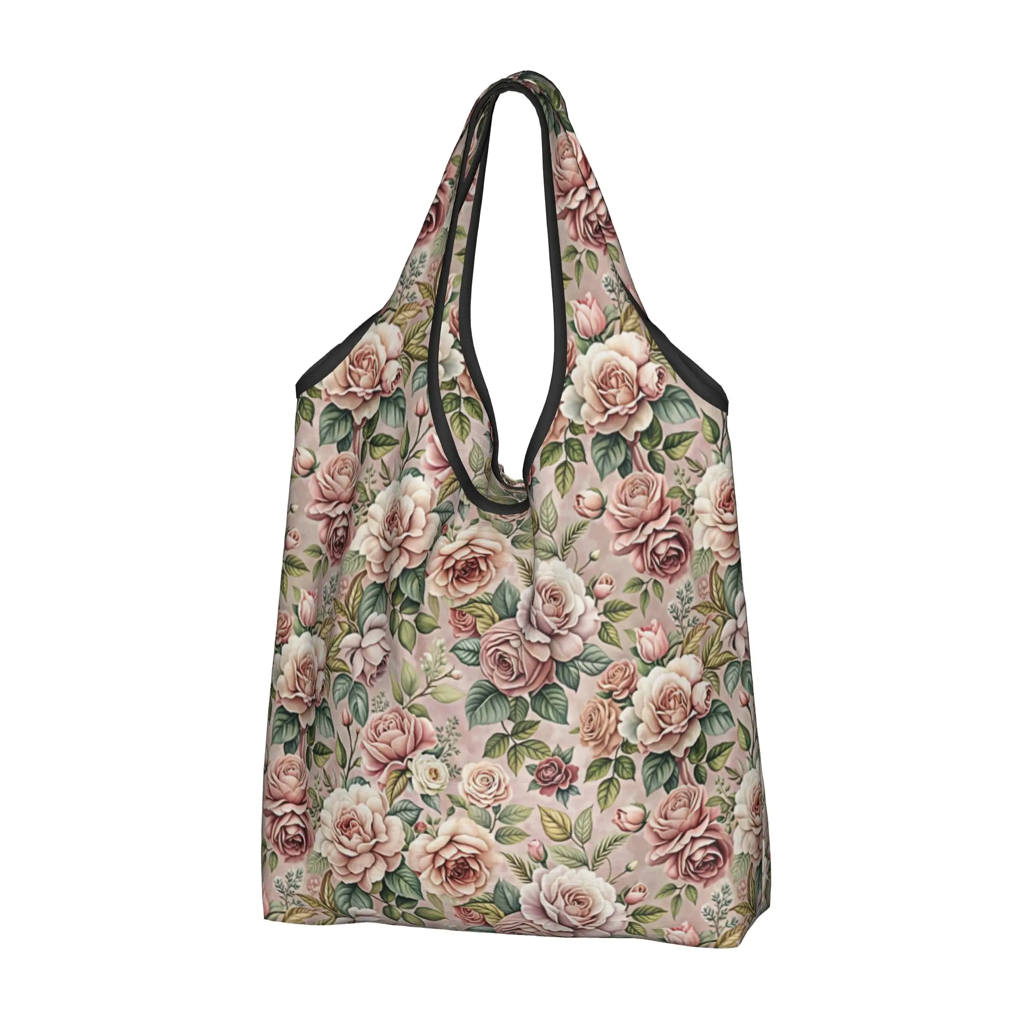 Fashion Trend 3D Flowers Grocery Shopping Bag Cute Shopper Tote Shoulder Bags Large Capacity  Luxury High 3D Floral Handbag