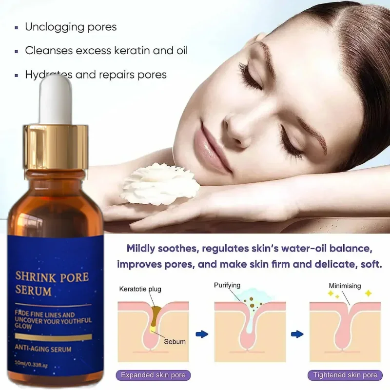 Pore Shrinking Serum Face Cream Anti-Aging Remove Wrinkle Removing Large Pores Whitening Moisturizing Facial Skin Care Product