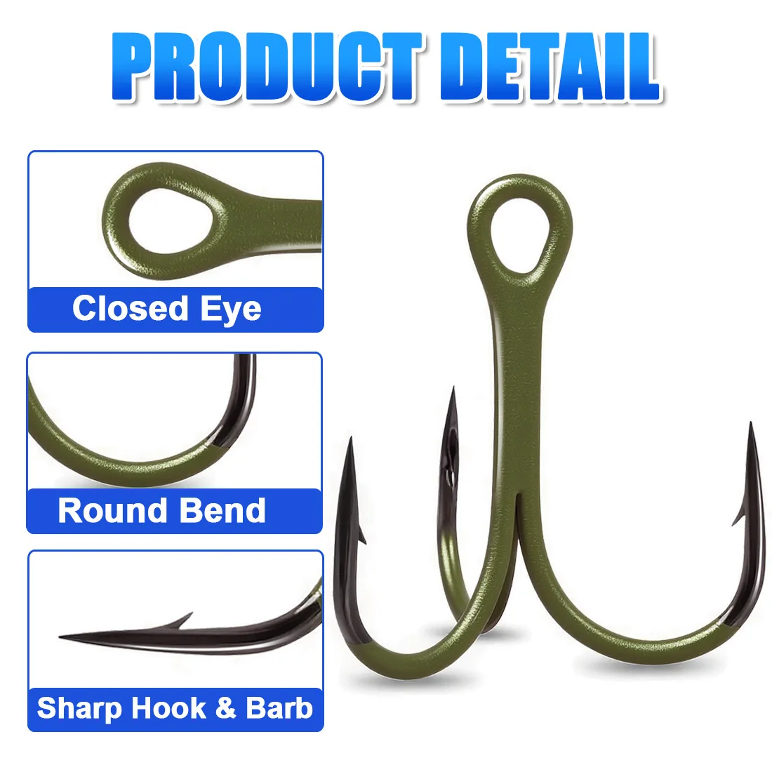 Anzuelos Triples FishTrip UV Anti-mordida – Agua Salada - imagen 2