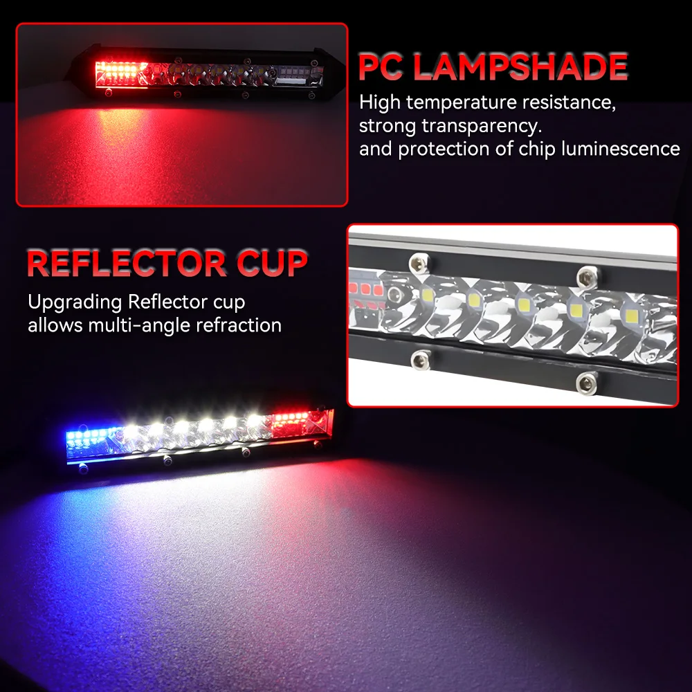 7-Zoll-LED-Arbeitsscheinwerfer Rot-Blaue Kombinations-Stroboskoplichter Warnleuchten Nebelscheinwerfer für LKW, Anhänger, SUV, ATV, Offroad-Einsatz – Detail 9