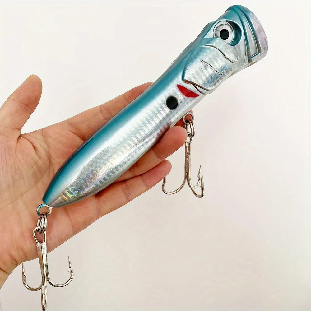 Riesiger Popper-Oberflächenköder - 7,28 Zoll/106g Hochleistungs-Salzwasser-Angelköder mit realistischem Popping/Plug-Effekt - Weitwurf für Barsch – Detail 6