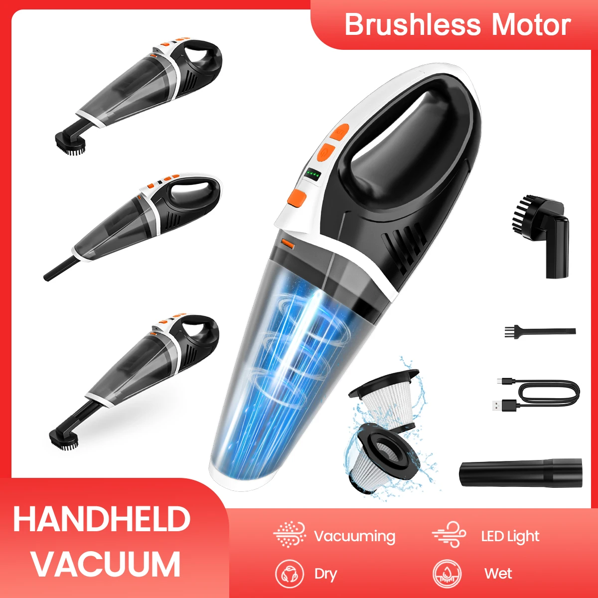 

Бесщеточный автомобильный пылесос Беспроводной ручной автоматический пылесос для автомобиля и дома Мини-пылесос двойного назначения со встроенным аккумулятором 120 Вт