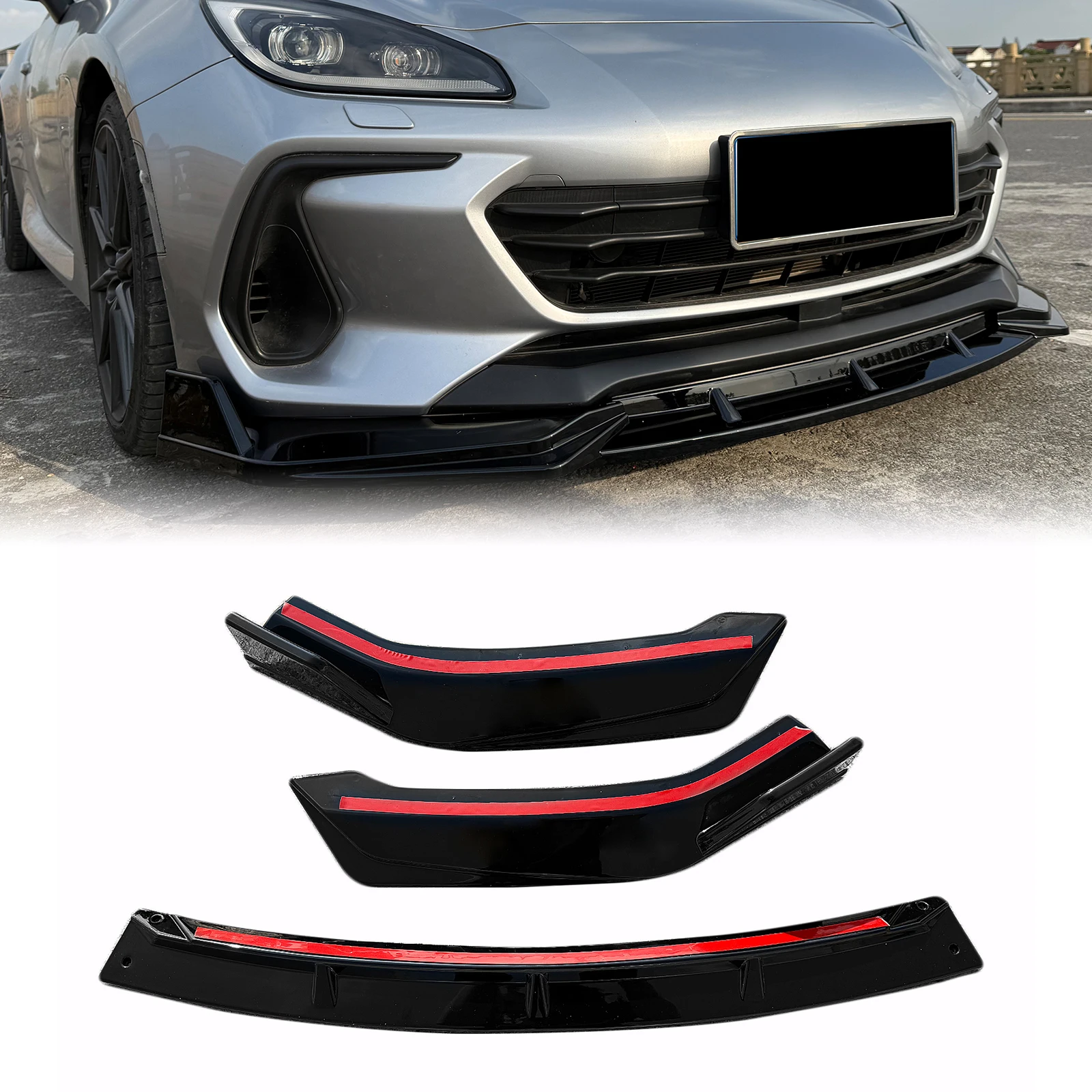 

Для Toyota GR86 BRZ 2022-2025 Купе 2-дверное, передний бампер, спойлер-губа, глянцевый черный нижний сплиттер-защитный элемент