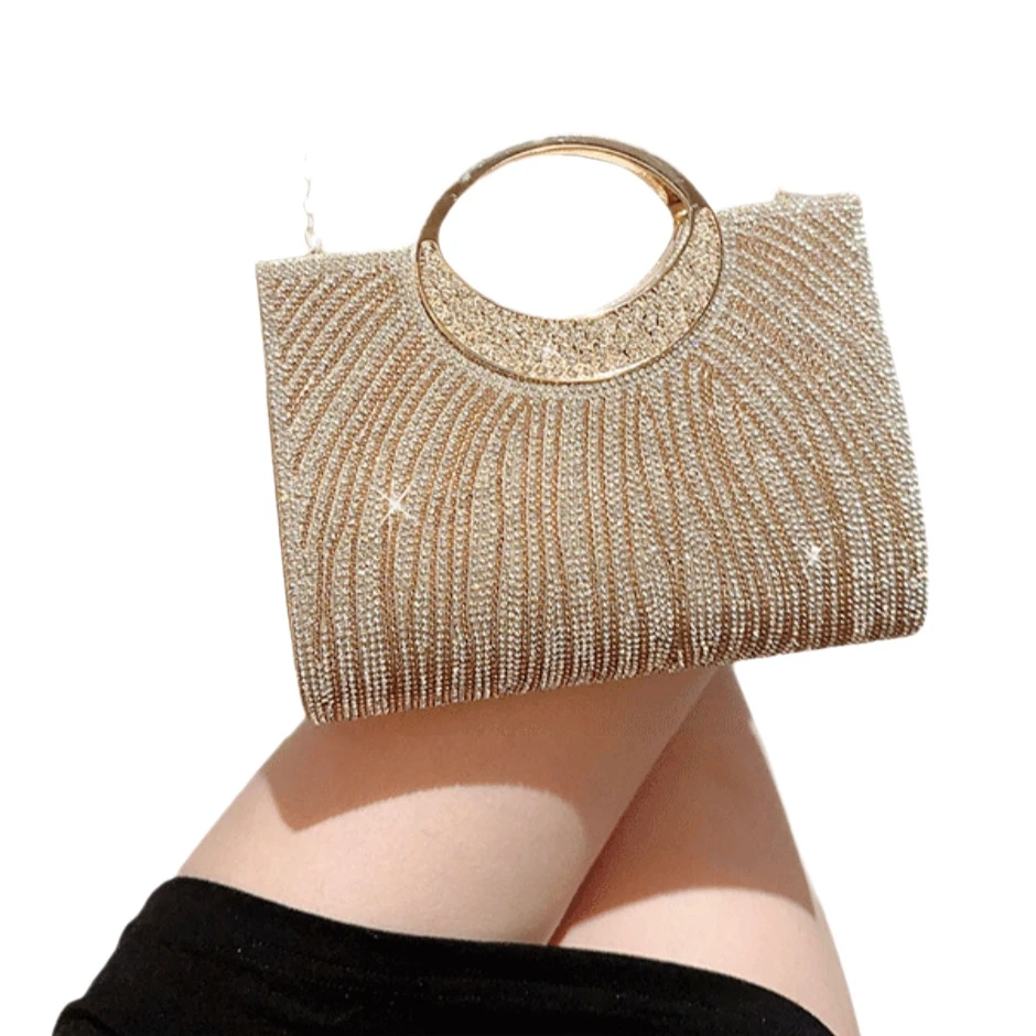 Ladies Fashion Evening Bag Versatile Sparkling Diamond Encrusted Handbag for Parties And Events