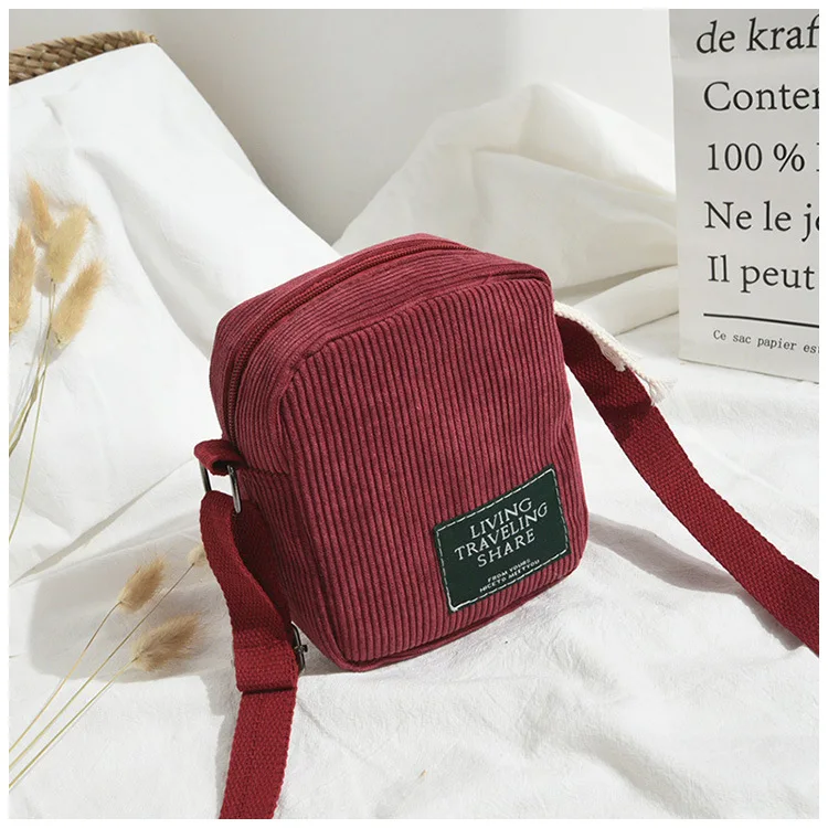 Women Messenger Bag Corduroy Mini Messenger Crossbody Bag Portable Cute Shoulder Bags