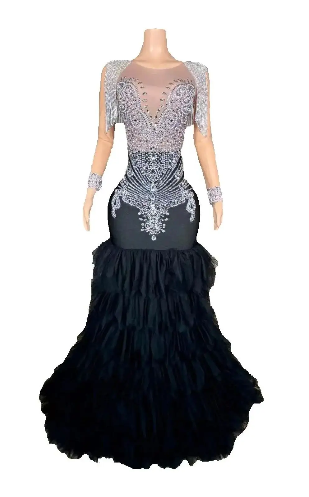 ZD High Quality Prom Gowns Luxury Rhinestone Bling Wedding Dress Birthday Outfit New Arrival Ruffle Prom