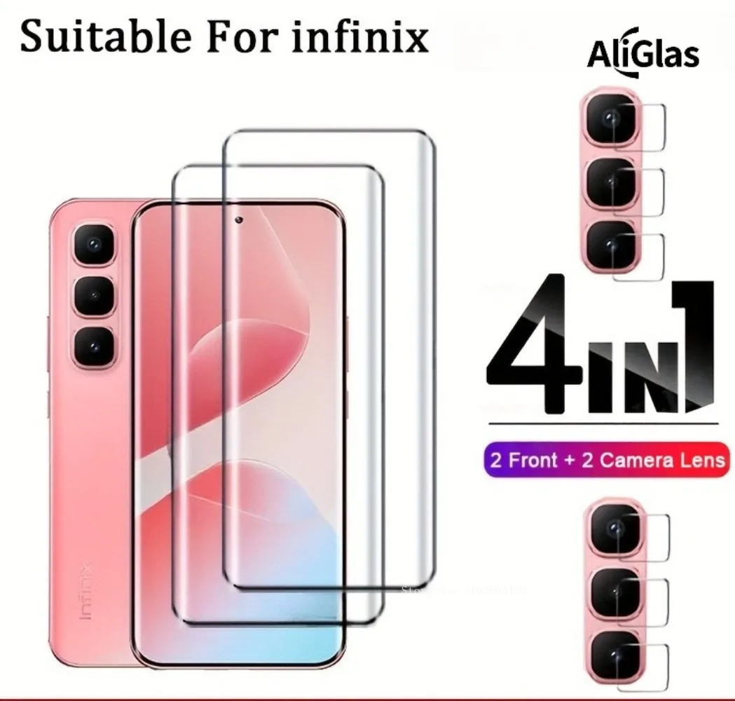4IN1 for Infinix Hot 60 Pro Plus Mobile Phone Screen Protectorfor Infinix Hot 50 Pro Plus with 2Tempered Glass +2Lens Film