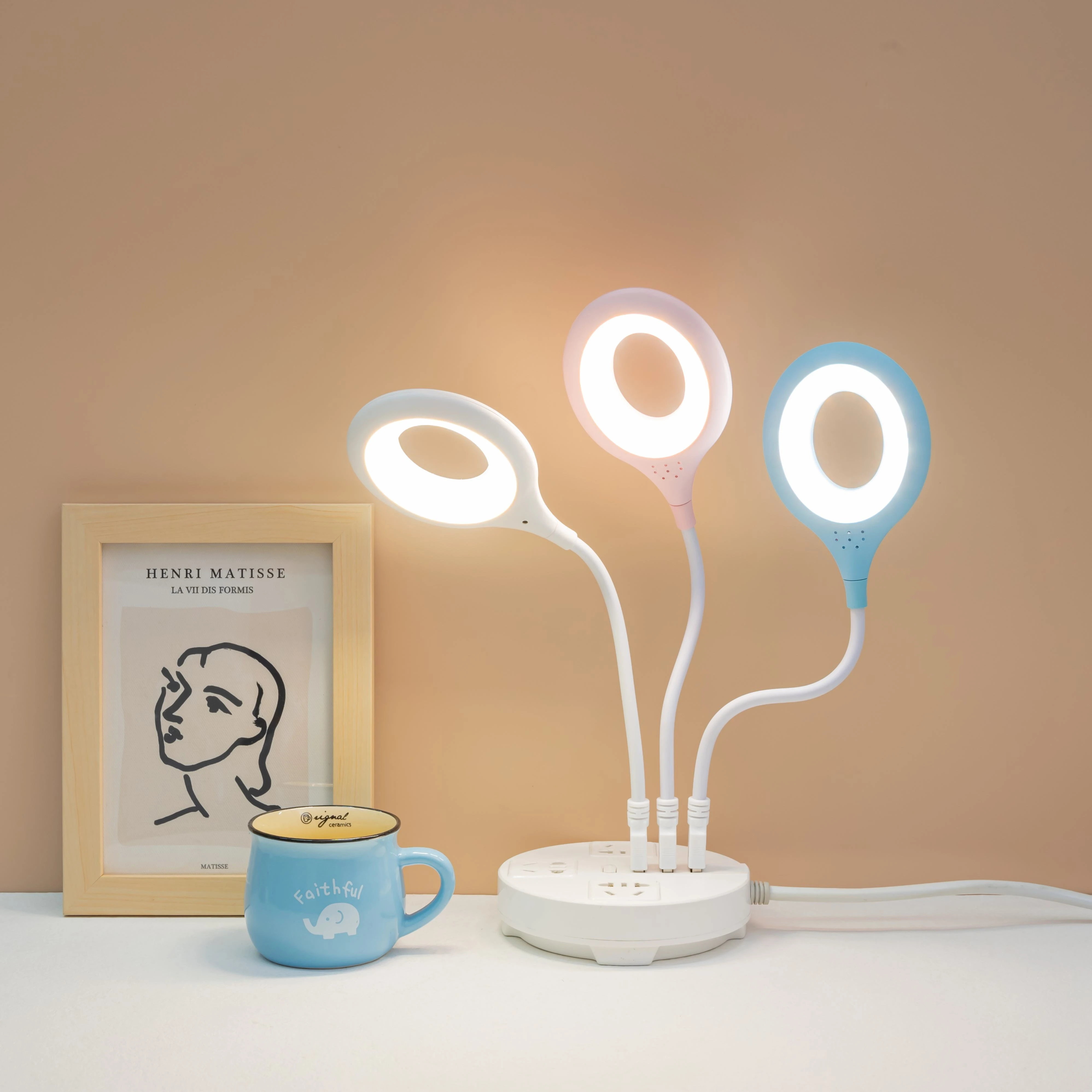 2 قطعة USB LED مصباح طاولة ذكي لون واحد درجة الحرارة خرطوم مرن المحمولة القراءة التعلم الخفيفة