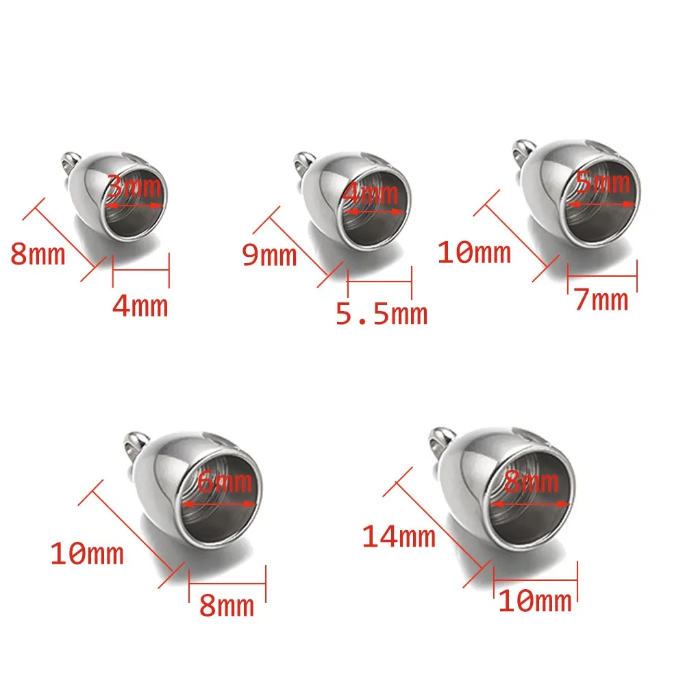 20pcs Tube End Caps Stainless Steel Cord Caps Terminators Cord Finding for DIY Leather Cord Bracelets Necklace Jewelry Making view 2