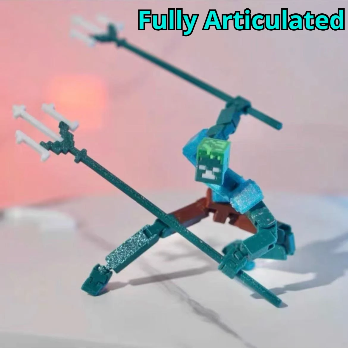 

MC Movable Figurine - Zombie Drowned King/Blue Demon/Annoying Villager | 3D-Printed Articulated Toy